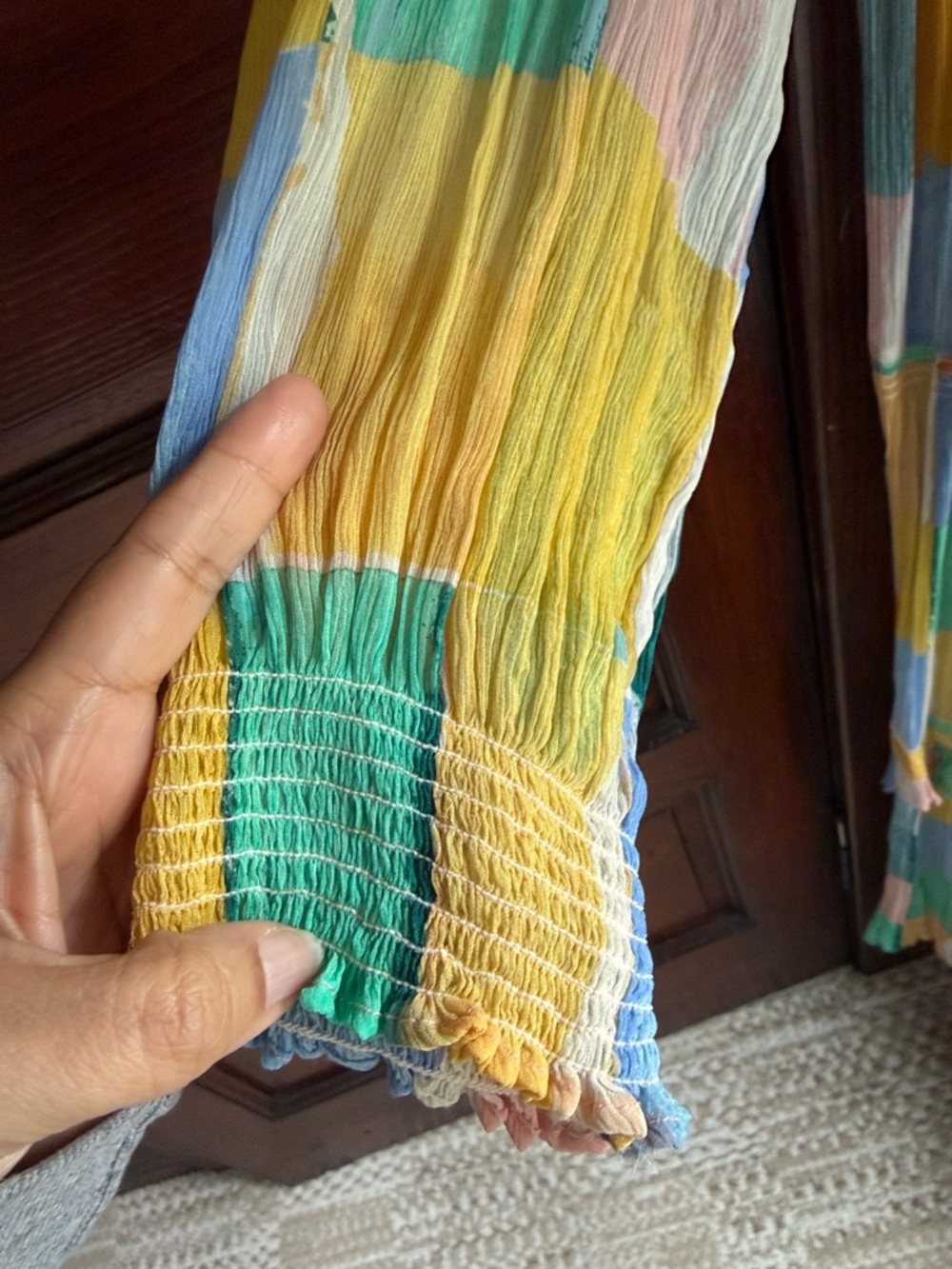 Anthropologie Patchwork Maxi Dress in Yellow, Green & Blue - Picture 4 of 6